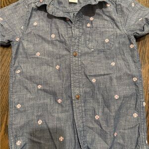 Gymboree Blue Button Down Shirt with Baseball Print